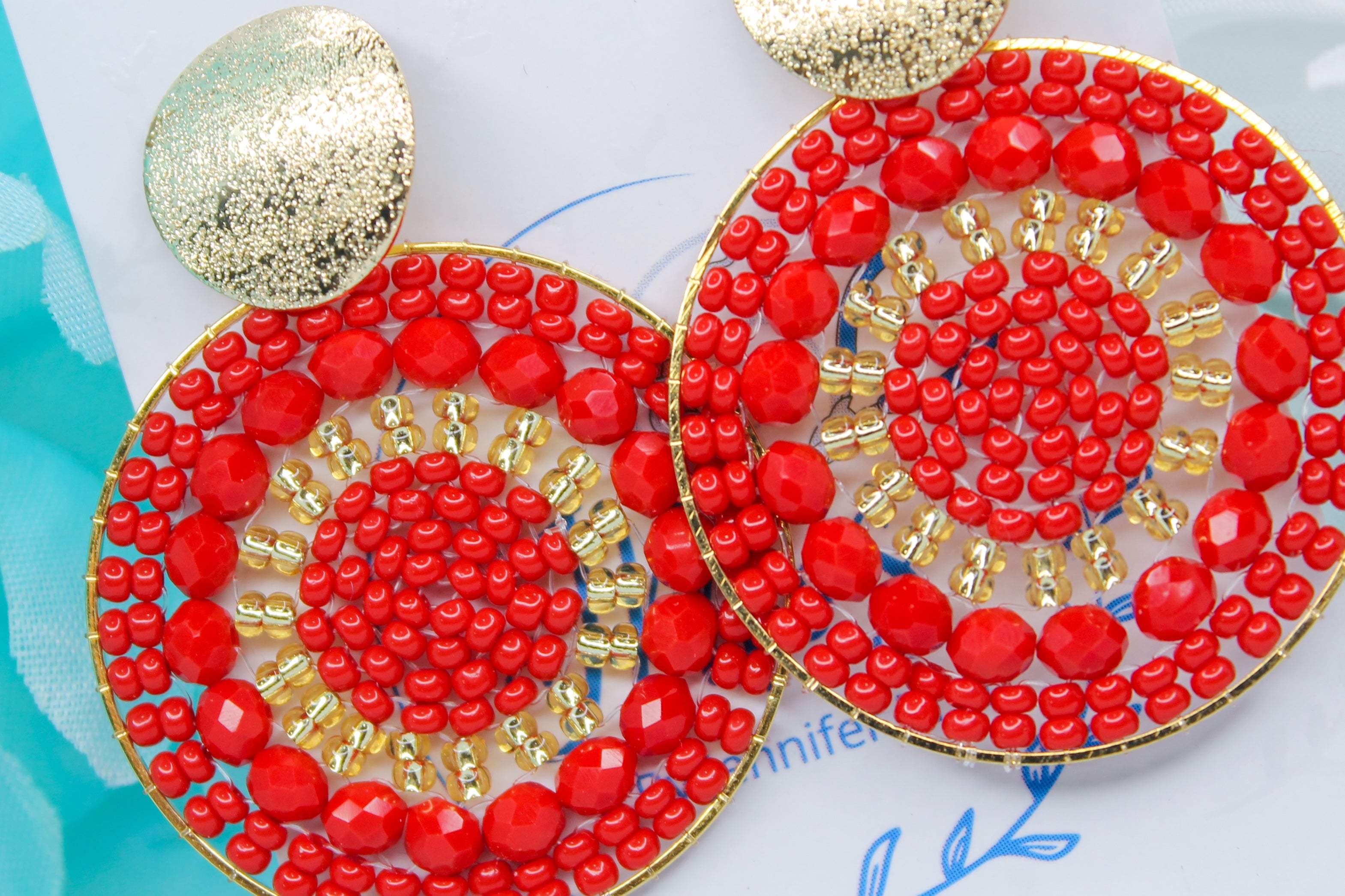 red round earrings