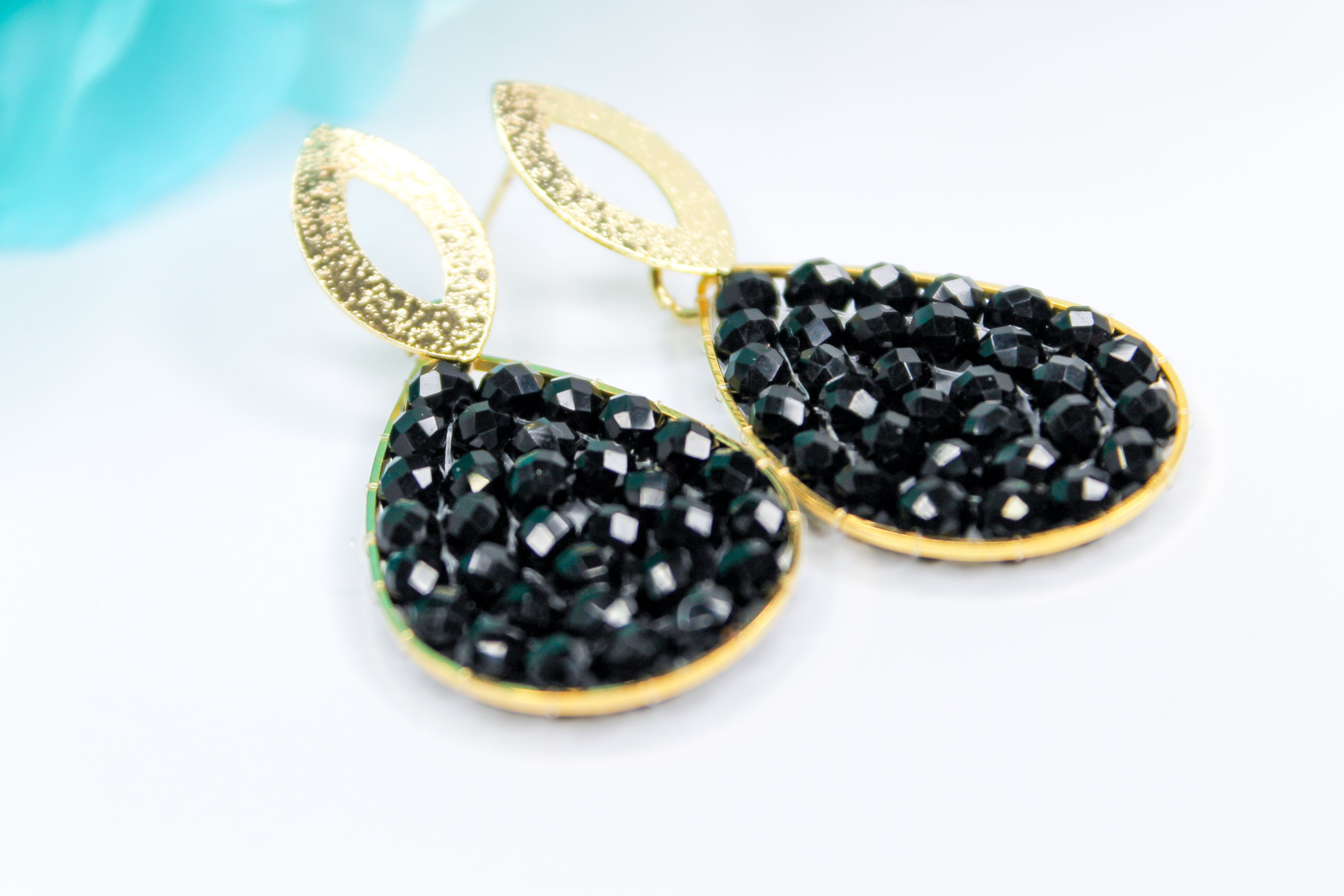black teardrop earrings