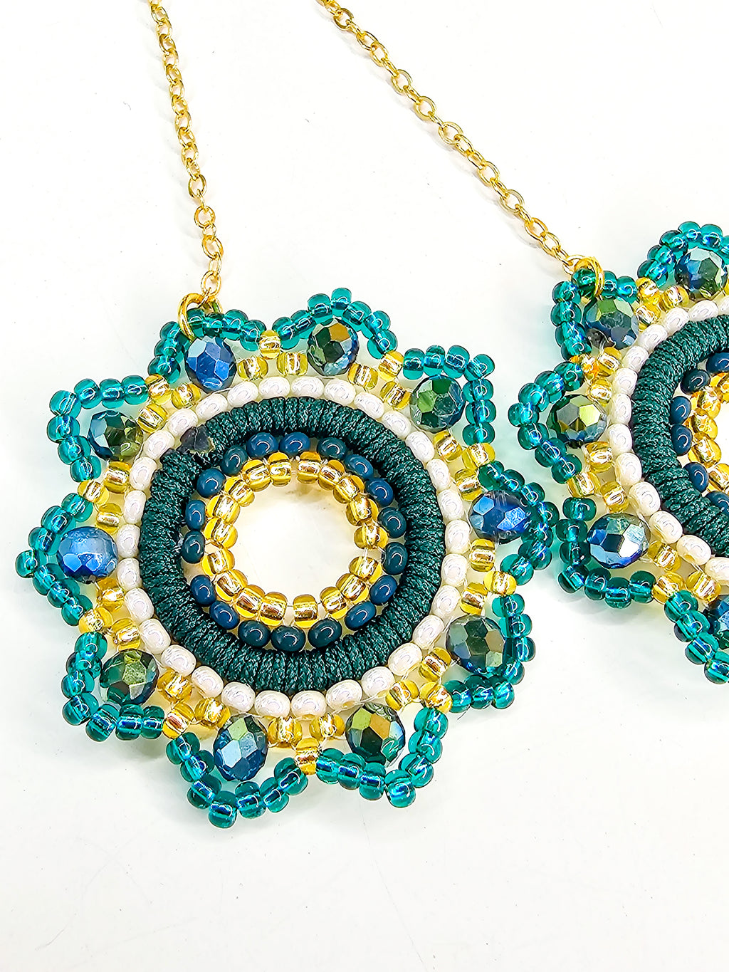 green floran earrings