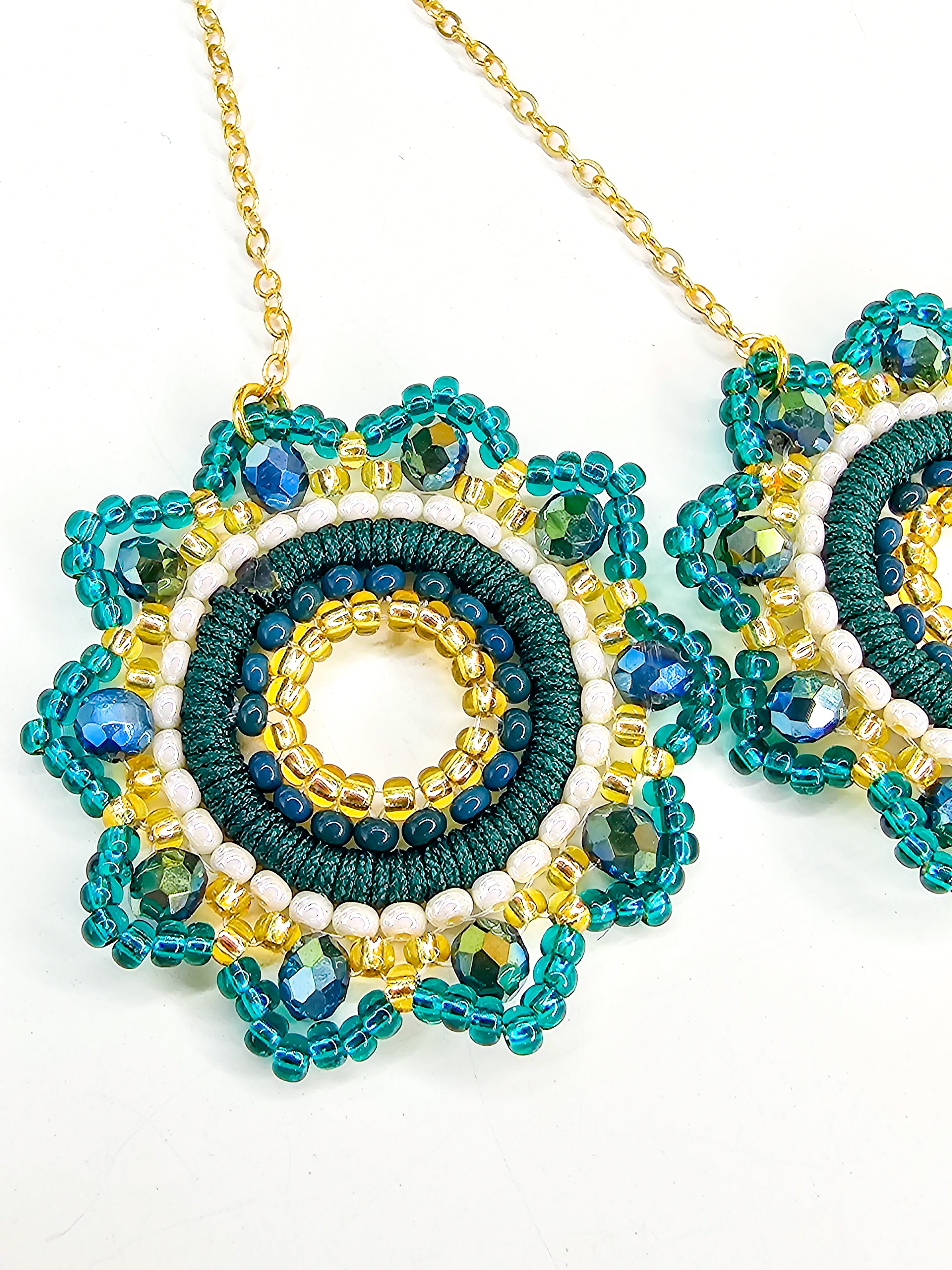 green floran earrings