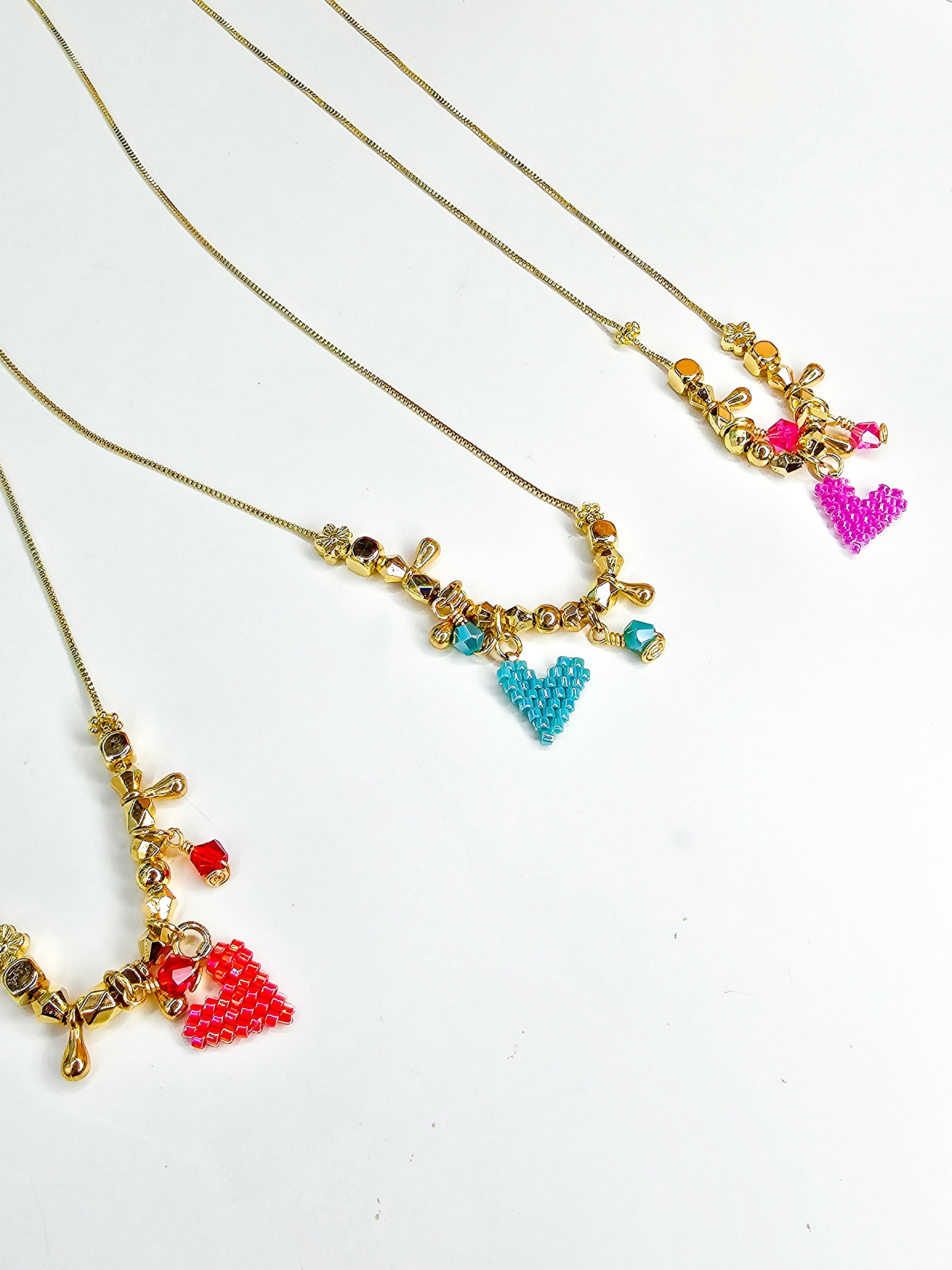 beaded heart necklace