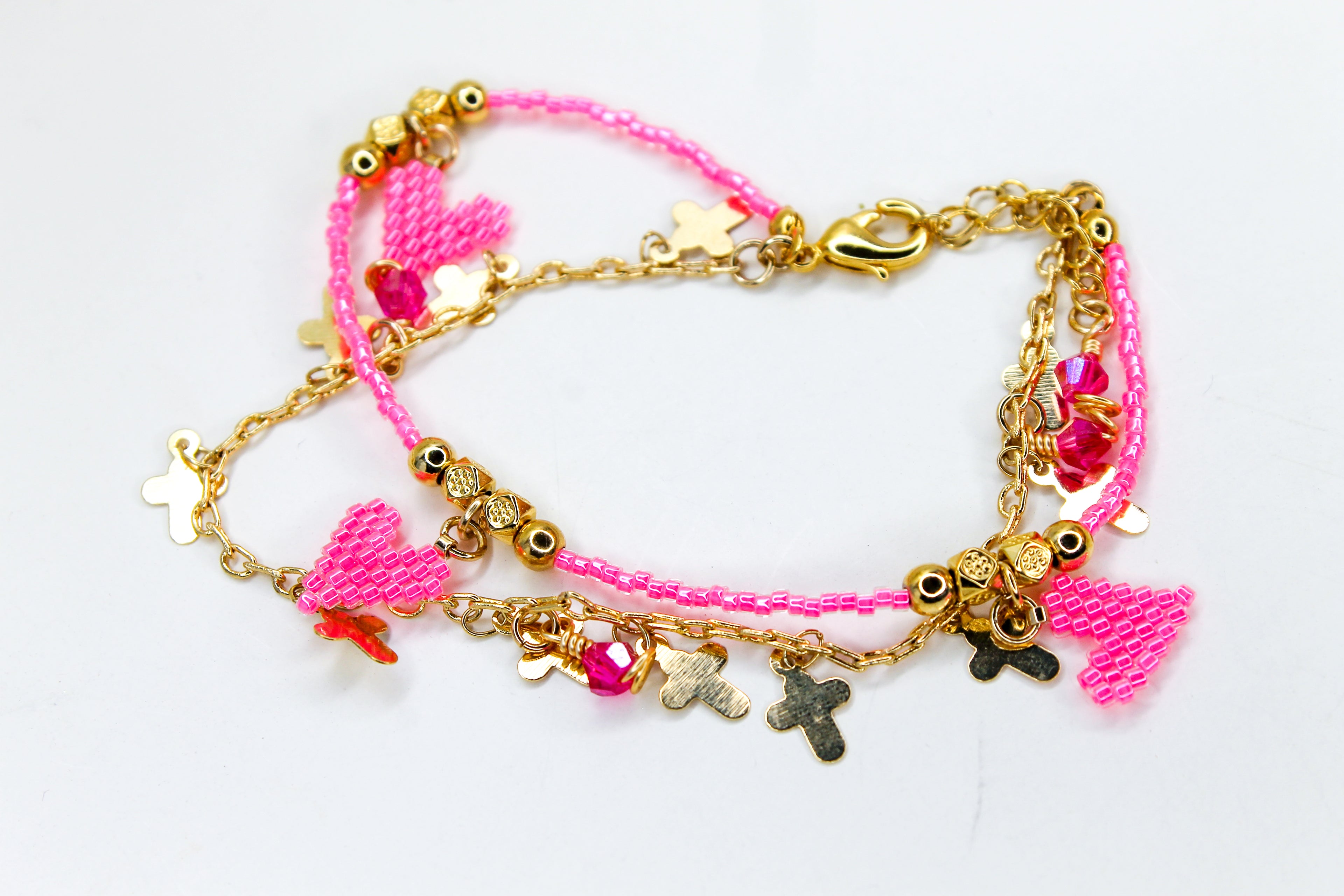 pink heart chain bracelet