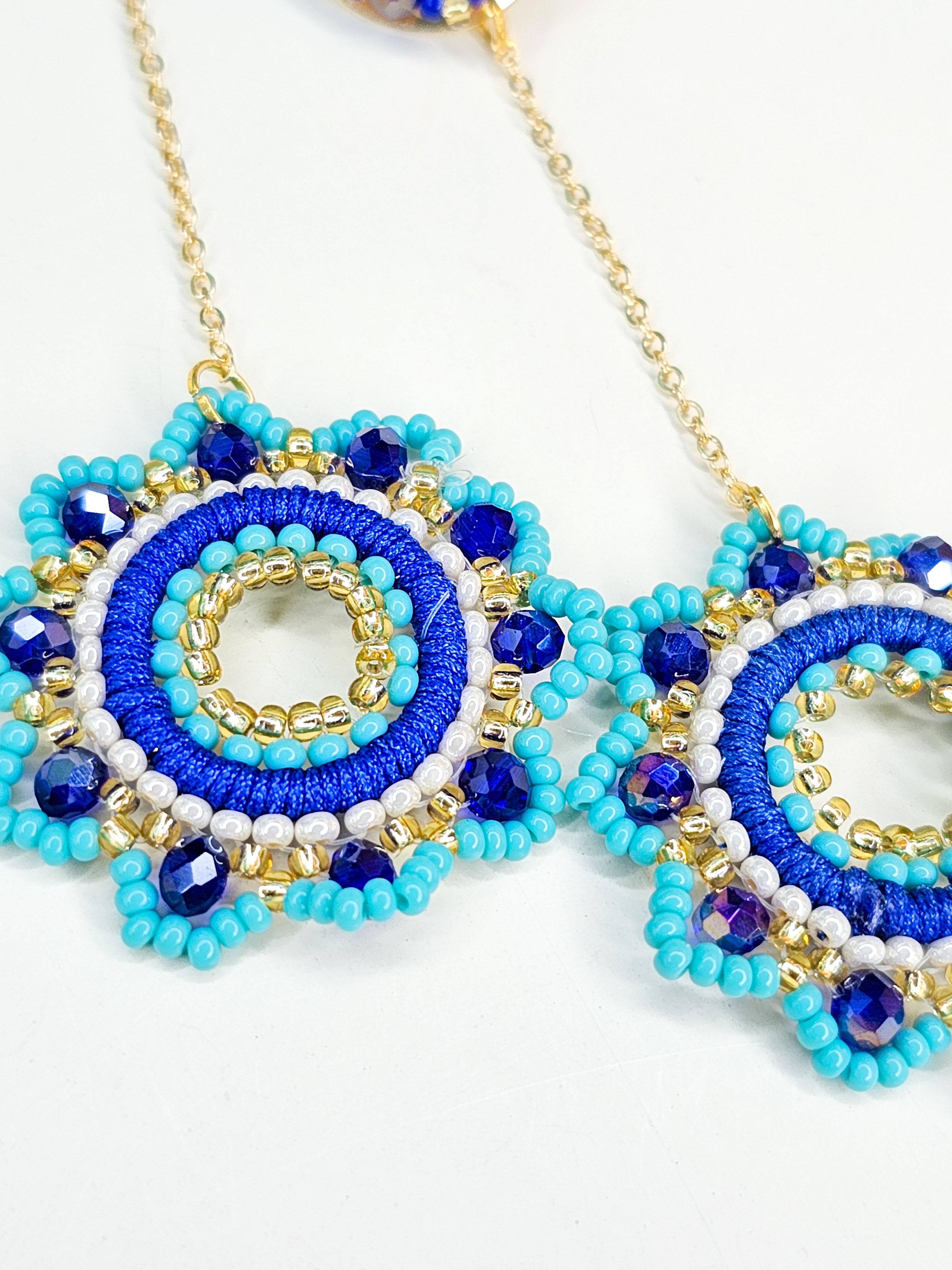 blue statement earrings