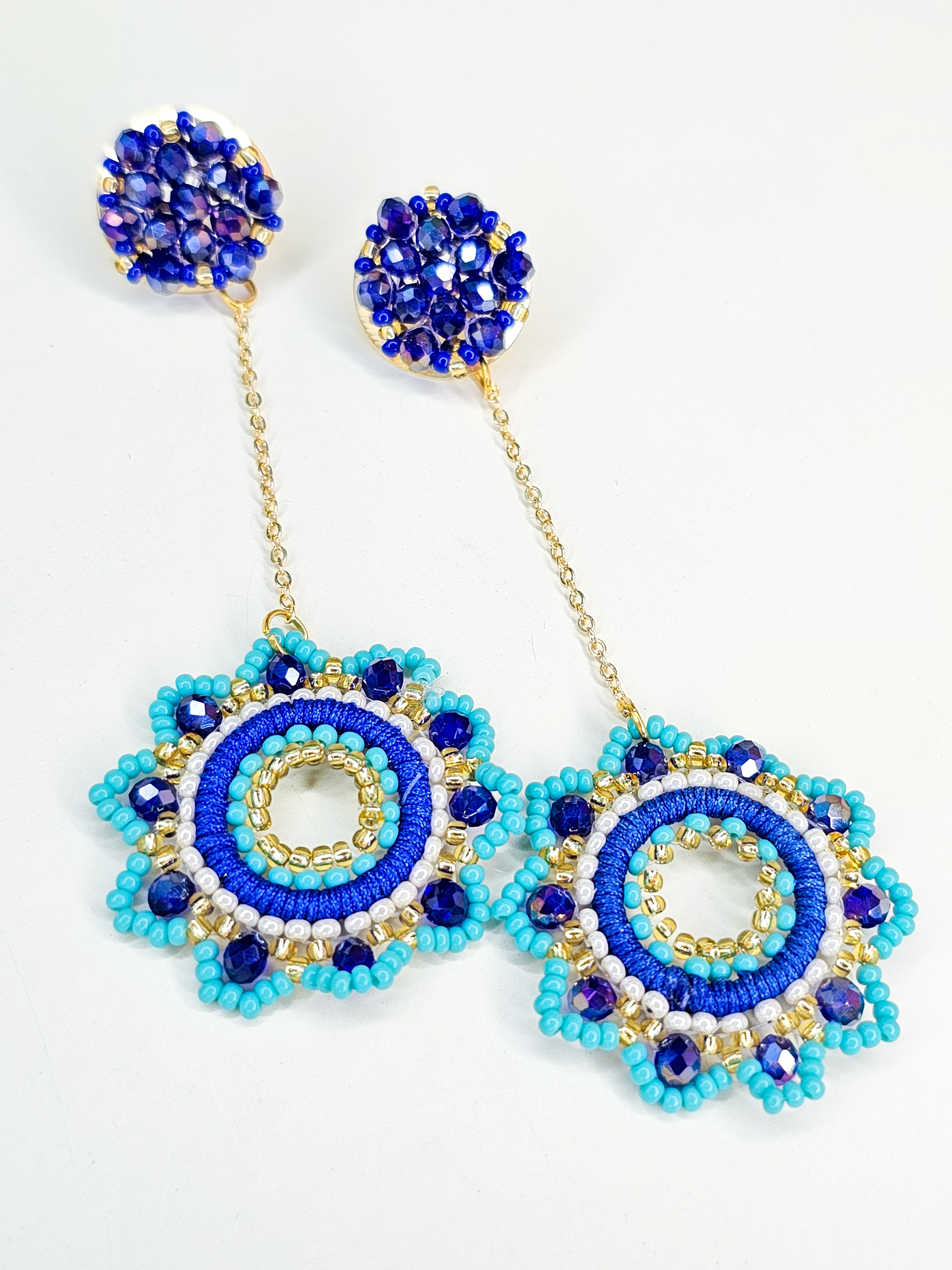 teal and blue earrings