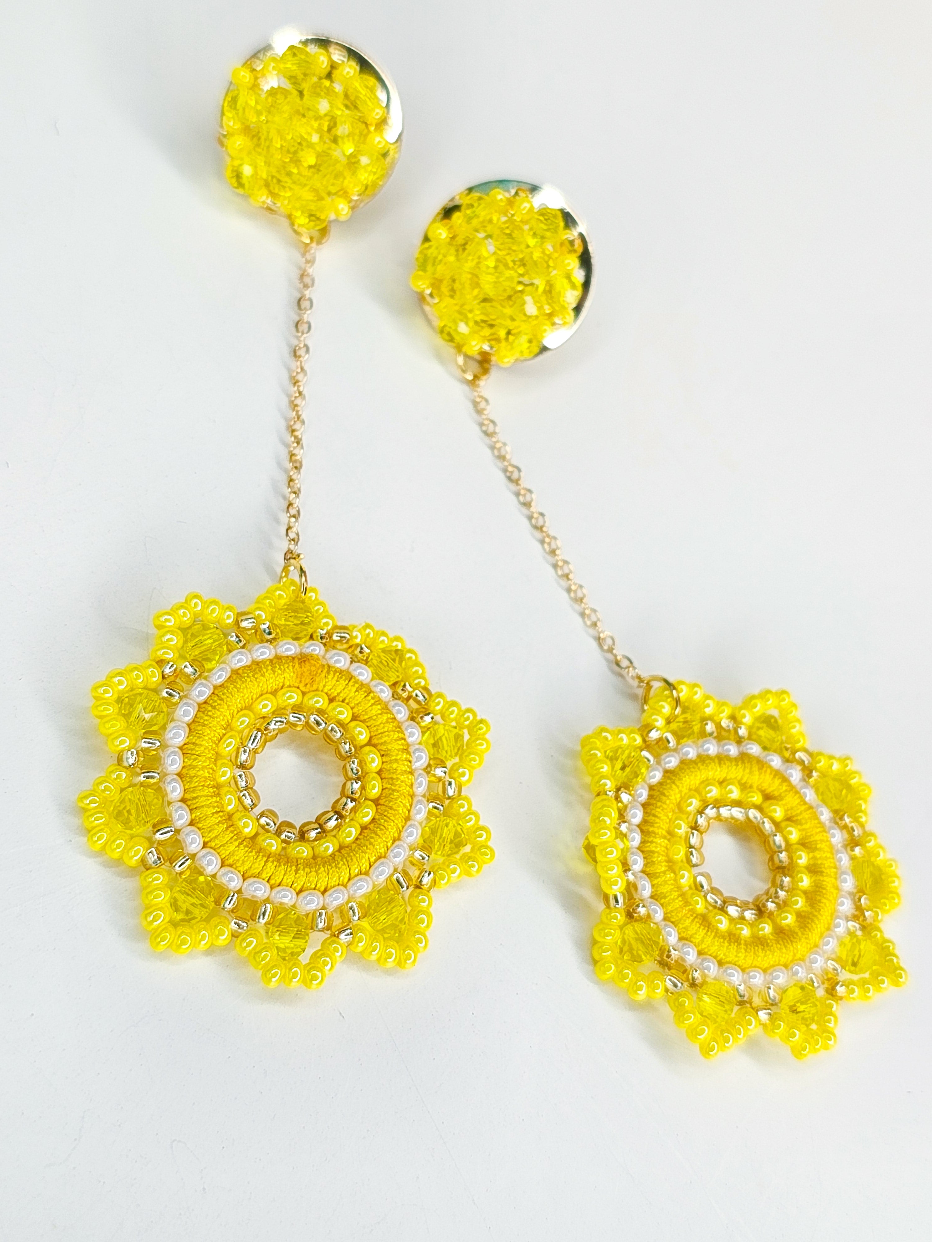 Yellow floral earrings